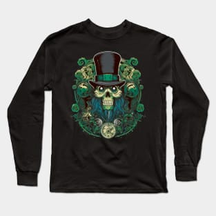 Steampunk like skull with Zylinder Long Sleeve T-Shirt